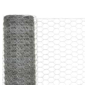 vidaXL Chicken Wire Fence Galvanized Steel 82'x3.9' Silver