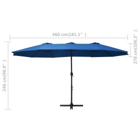 vidaXL Garden Parasol with Aluminium Pole 460x270 cm Blue