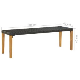 vidaXL Garden Bench 80 cm Poly Rattan Black