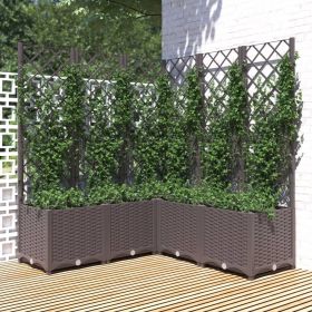 Garden Planter with Trellis Brown 47.2"x47.2"x53.5" PP