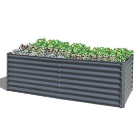 8x4x2 ft Galvanized Raised Garden Bed, Outdoor Planter Garden Boxes Large Metal Planter Box for Gardening Vegetables Fruits Flowers,Gray