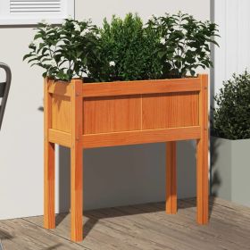 Garden Planter with Legs Wax Brown 27.6"x12.2"x27.6" Solid Wood Pine