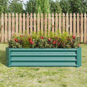 Metal Raised Garden Bed, Rectangle Raised Planter 4×2×1ft for Flowers Plants, Vegetables Herb Veezyo Green