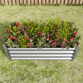 Metal Raised Garden Bed, Rectangle Raised Planter 4×2×1ft for Flowers Plants, Vegetables Herb Silver