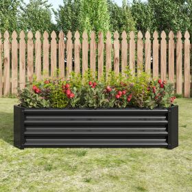 Metal Raised Garden Bed, Rectangle Raised Planter 4×2×1ft for Flowers Plants, Vegetables Herb Veezyo Black