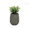 13.4" Self-watering Wicker Planter - Garden Decoration Pot - Gray - Round