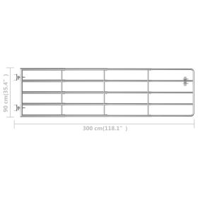 vidaXL 5 Bar Field Gate Steel (45.3"-118.1")x35.4" Silver