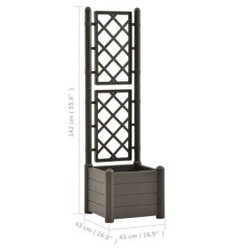 vidaXL Garden Planter with Trellis 43x43x142 cm PP Anthracite