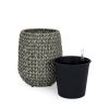 13.4" Self-watering Wicker Planter - Garden Decoration Pot - Gray - Round