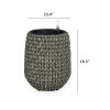 13.4" Self-watering Wicker Planter - Garden Decoration Pot - Gray - Round