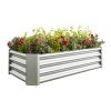 Metal Raised Garden Bed, Rectangle Raised Planter 4×2×1ft for Flowers Plants, Vegetables Herb Silver