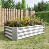 Metal Raised Garden Bed, Rectangle Raised Planter 4×2×1ft for Flowers Plants, Vegetables Herb Silver