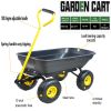 Folding car Poly Garden dump truck with steel frame, 10 inches. Pneumatic tire, 300 lb capacity body 55L black