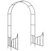 Garden Arch with Gate Black 54.3"x15.7"x93.7" Iron