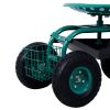 Rolling Garden Scooter Garden Cart Seat with Wheels and Tool Tray, 360 Swivel Seat,Green