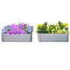 Outsunny 2 Piece Galvanized Raised Garden Bed, 3.3' x 3.3' x 1' Metal Planter Box, for Growing Vegetables, Flowers, Herbs, Succulents, Gray