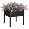 Garden Planters 2 pcs Black 27.6"x27.6"x27.6" Solid Wood Pine