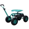 Rolling Garden Scooter Garden Cart Seat with Wheels and Tool Tray, 360 Swivel Seat,Green