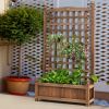 Solid Free Standing Wood Planter Box with Trellis for Garden