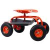 Rolling Garden Scooter Garden Cart Seat with Wheels and Tool Tray, 360 Swivel Seat,Red