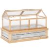 Outsunny Raised Garden Bed with Polycarbonate Greenhouse, Wooden Garden Cold Frame Greenhouse, Flower Planter Protection, 48" x 24" x 32", Natural