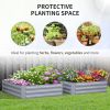 Outsunny 2 Piece Galvanized Raised Garden Bed, 3.3' x 3.3' x 1' Metal Planter Box, for Growing Vegetables, Flowers, Herbs, Succulents, Gray