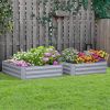 Outsunny 2 Piece Galvanized Raised Garden Bed, 3.3' x 3.3' x 1' Metal Planter Box, for Growing Vegetables, Flowers, Herbs, Succulents, Gray