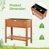 Outdoor Raised Garden Bed Fir Wood Planter Box with Bottom Storage Shelf and Protective Liner