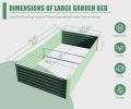 8x4x1.5 ft Galvanized Raised Garden Bed, Outdoor Planter Garden Boxes Large Metal Planter Box for Gardening Vegetables Fruits Flowers, Green