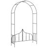 Garden Arch with Gate Black 54.3"x15.7"x93.7" Iron