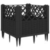 Garden Planter with Pegs Black 17.1"x17.1"x17.1" PP