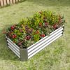 Metal Raised Garden Bed, Rectangle Raised Planter 4×2×1ft for Flowers Plants, Vegetables Herb Silver