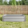 Metal Raised Garden Bed, Rectangle Raised Planter 4×2×1ft for Flowers Plants, Vegetables Herb Silver