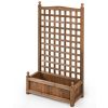 Solid Free Standing Wood Planter Box with Trellis for Garden