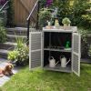 Garden Potting Bench Table with 2 Storage Shelves and Metal Plated Tabletop