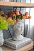 Greek Style Cement Head Planter - Indoor Outdoor Home Garden Decor, D7" x 11"