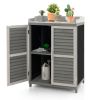 Garden Potting Bench Table with 2 Storage Shelves and Metal Plated Tabletop