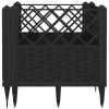 Garden Planter with Pegs Black 17.1"x17.1"x17.1" PP