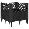 Garden Planter with Pegs Black 17.1"x17.1"x17.1" PP