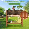 Outdoor Raised Garden Bed Fir Wood Planter Box with Bottom Storage Shelf and Protective Liner