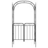 Garden Arch with Gate Black 42.5"x17.7"x92.5" Steel