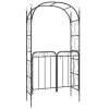 Garden Arch with Gate Black 42.5"x17.7"x92.5" Steel