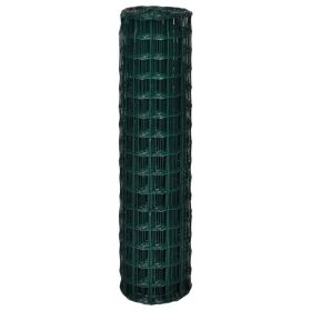 vidaXL Euro Fence Steel 82ftx4.9ft Green