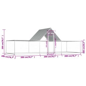 vidaXL Chicken Coop 6x2x2 m Galvanised Steel