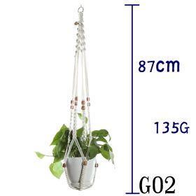 Flower Pot Net Bag Beige Cotton Rope Indoor Plant Hanger Hanging Basket Sling (Option: 6 Style)