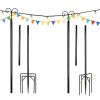 8/10 Feet 2 Pack Outdoor String Light Poles with Top Arc Hook and 5-Prong Base