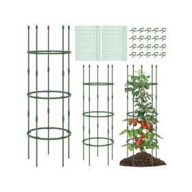 40"/60" Tall Plant Support Stands with Clips and Ties (Color: Green)