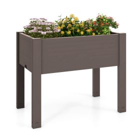 53L Raised Bed Grow Box Self-Watering Planter Box Stand with Water Level Monitor (Color: Coffee)