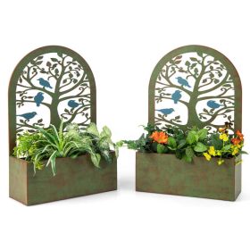 Set of 2 Decorative Raised Garden Bed for Climbing Plants (Color: Rust)