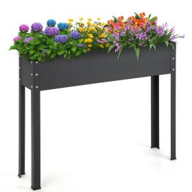 Metal Raised Garden Bed with Legs and Drainage Hole for Vegetable Flower (Select: Black)